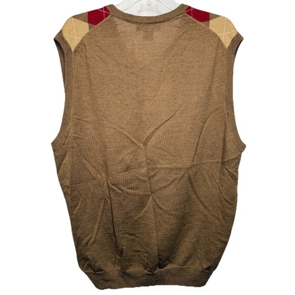 Brooks Brothers‎ XL Argyle Sweater Vest 100% Merino Wool Brown Red Beige Diamond - Picture 6 of 6
